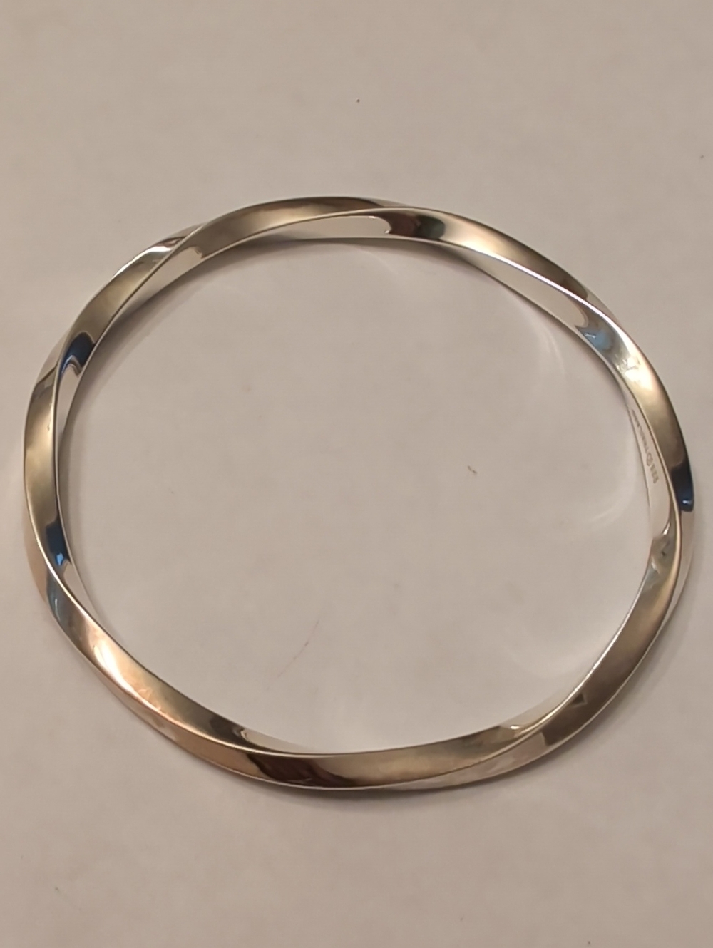 Sterling Silver Twisted Bangle Bracelet - Silver